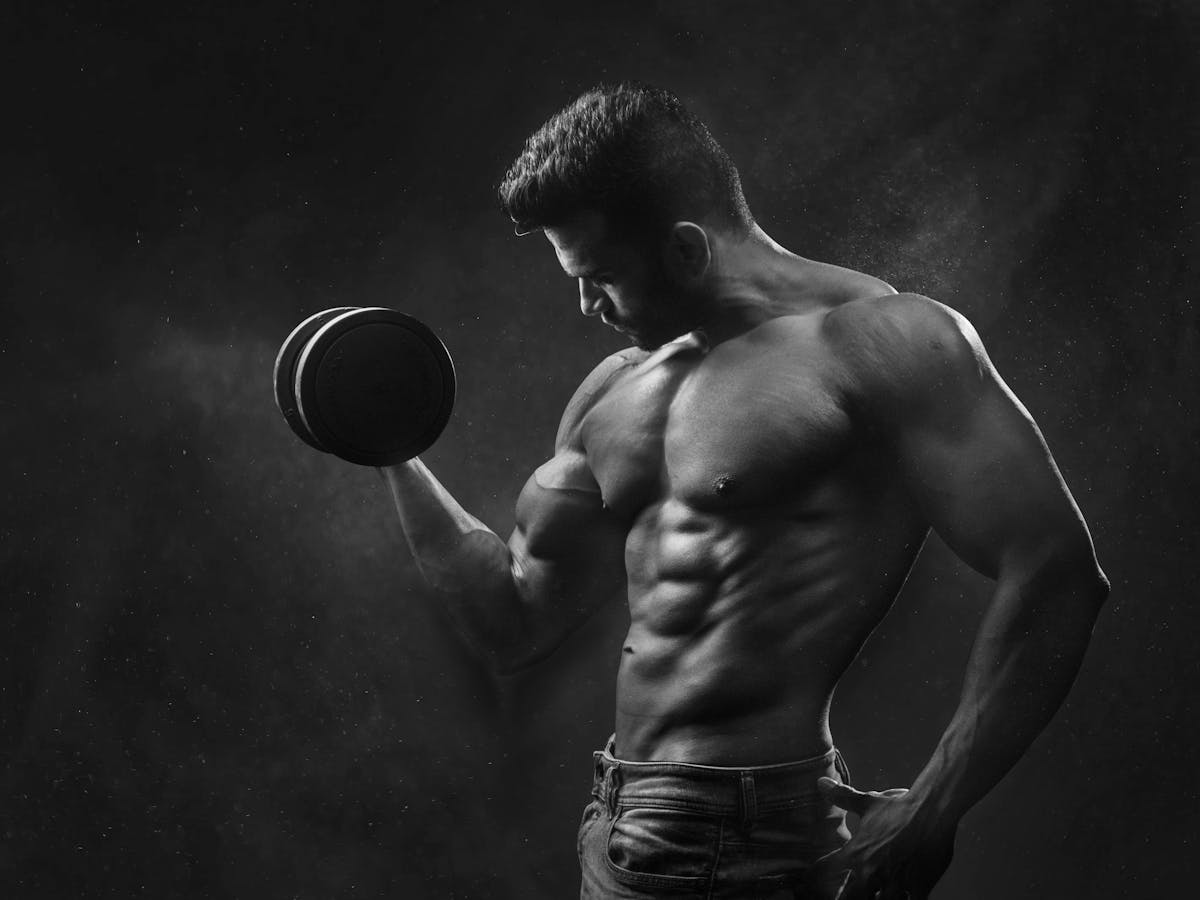 Athlete performing a bicep curl