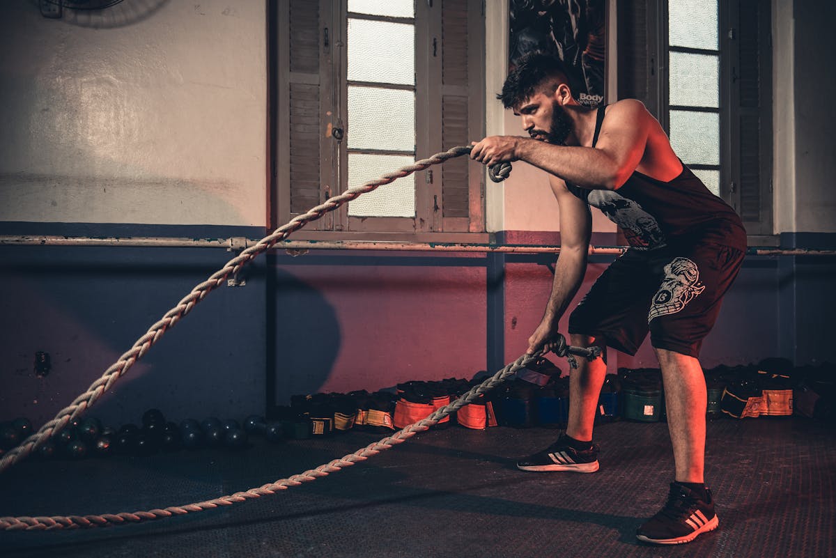 Intense gym training session